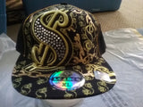 Fitted Baseball Cap  w/dollar sign designs